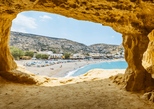 Matala beach view fron the caves